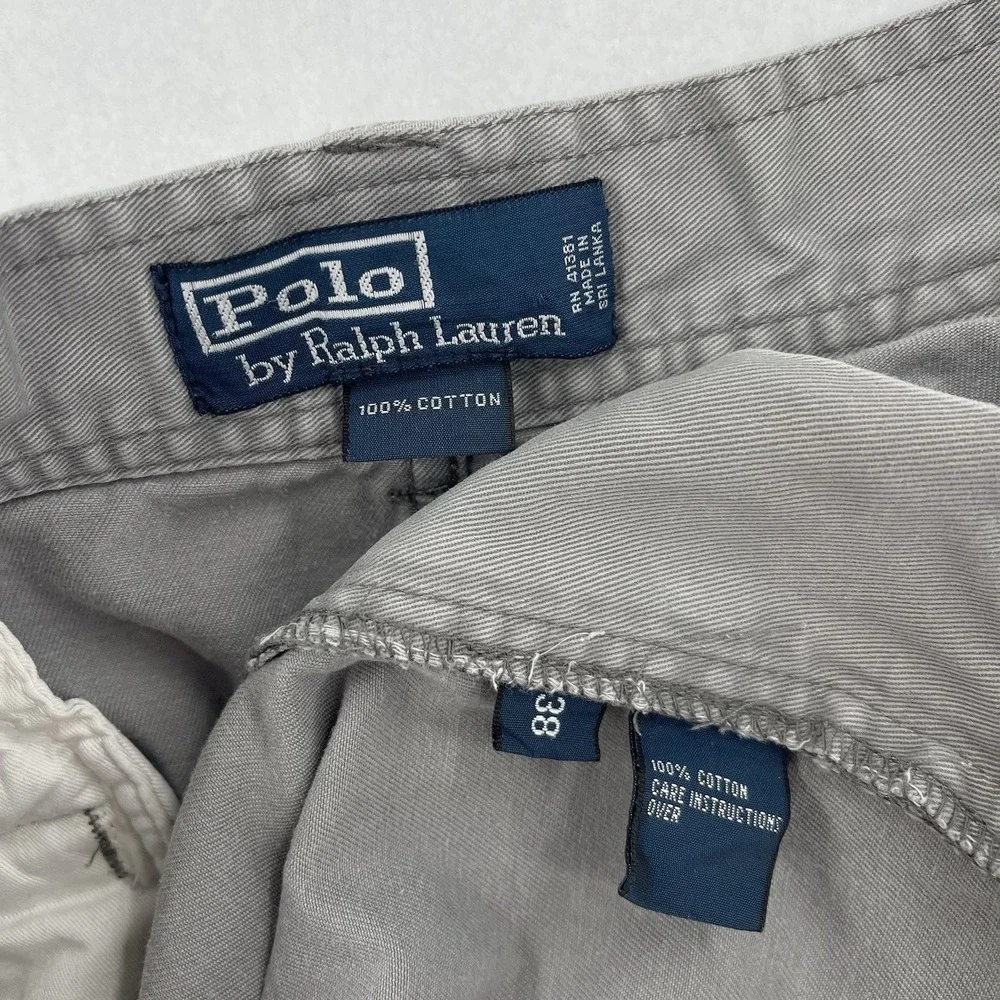 Vintage Polo Ralph Lauren 67 Cargo Shorts Mens 38 Gray Utility Baggy Retro